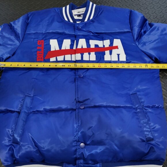 Starter  Buffalo Bills Mafia Bronx Bubble Blue Button Down Jacket Mens XL - Picture 3 of 8